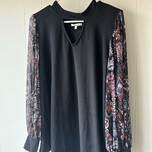 Maurices Black and Pink Embellished Blouse